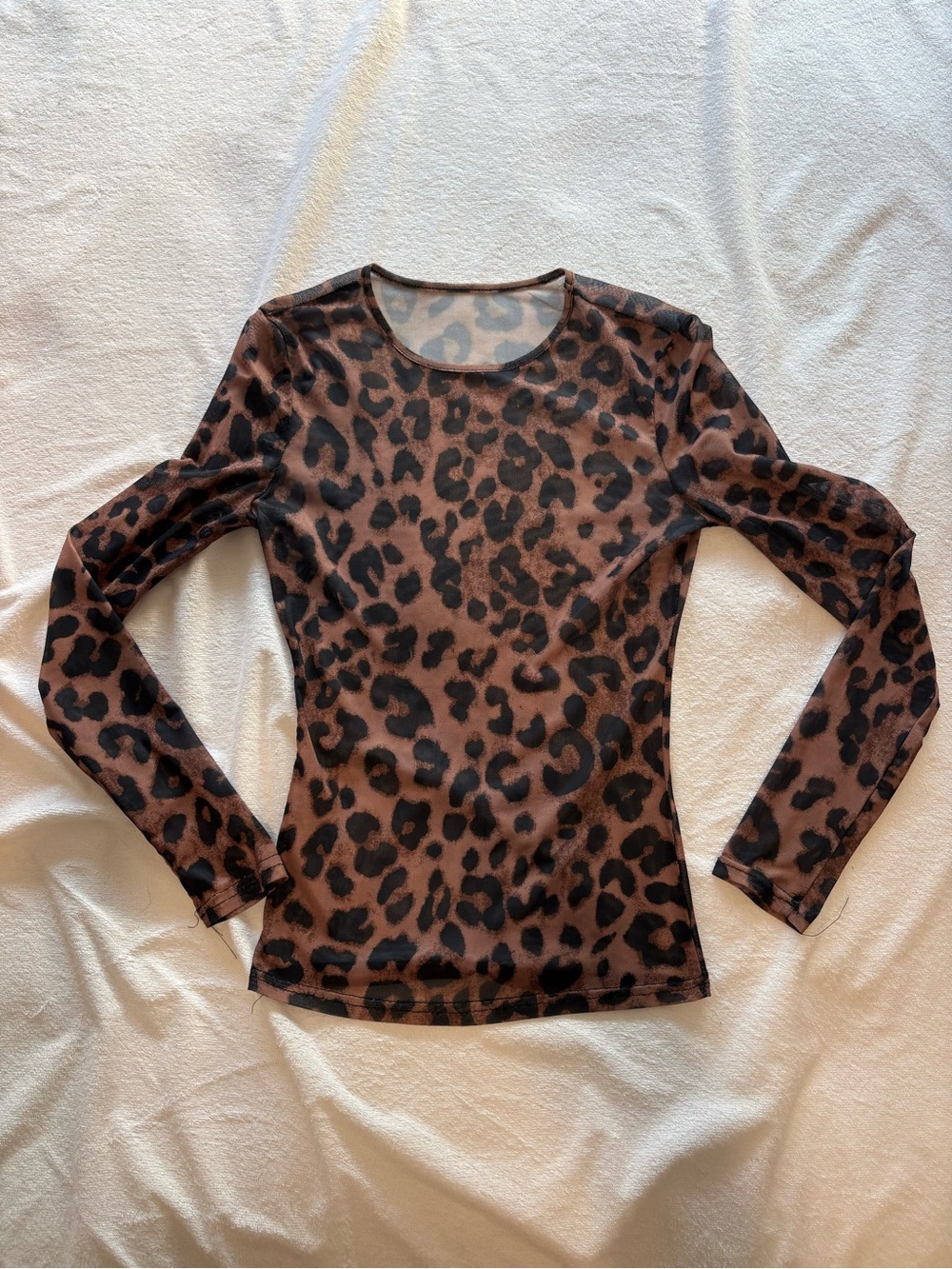 SHEIN Brown and Black Leopard Print Long Sleeve Top